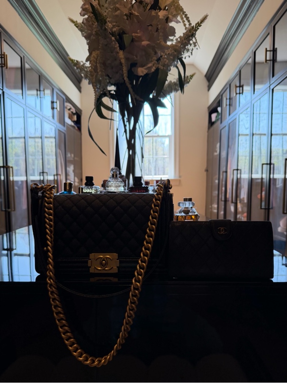 CHANEL Black Quilted Leather Boy Flap Bag with Gold Chain wallet sold separately - Picture 2 of 4